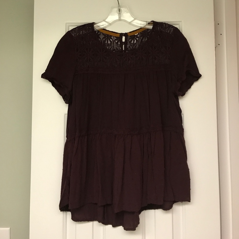 deep mauve lace blouse