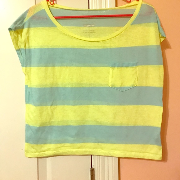 AE bright green/blue strip top - Picture 1 of 1