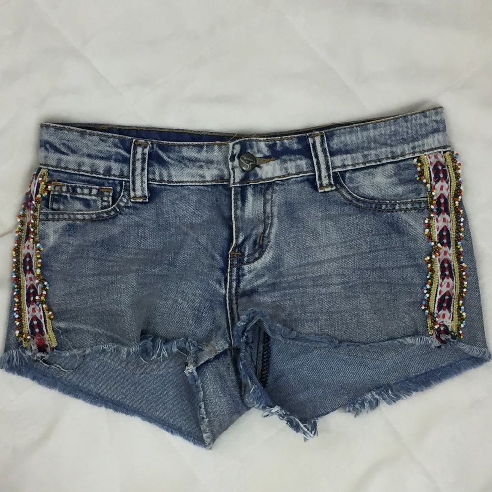 White Crow Embellished Shorts Size 25