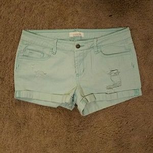 Distressed Forever 21 Jean Shorts in Mint