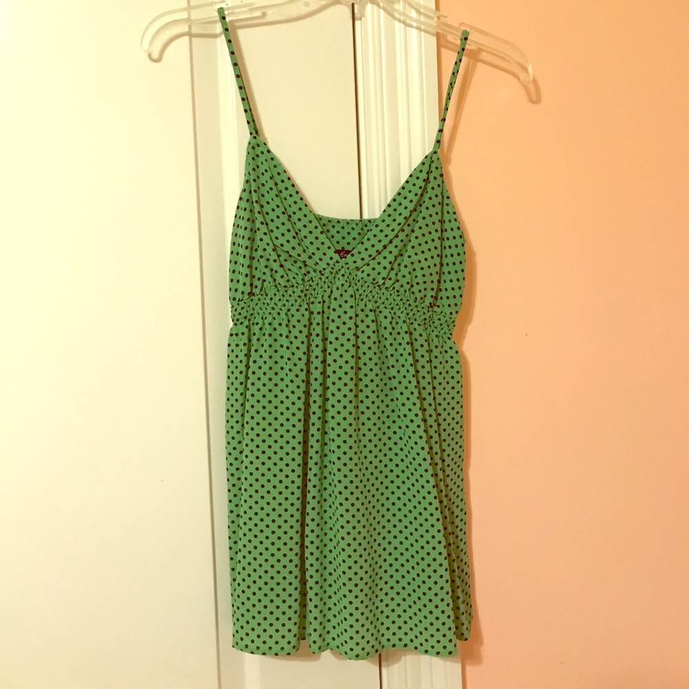 Express green/black polka dot Top