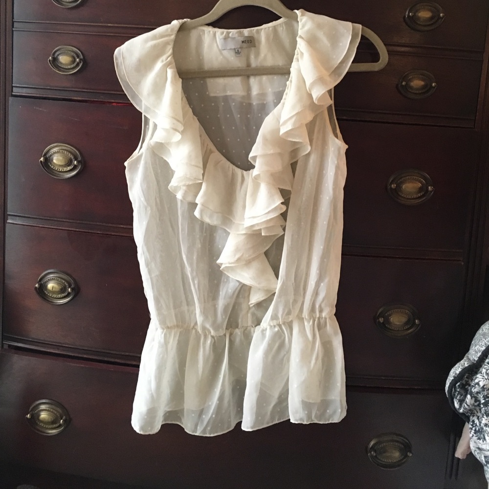 HEED Shear Cream Ruffle Blouse, S