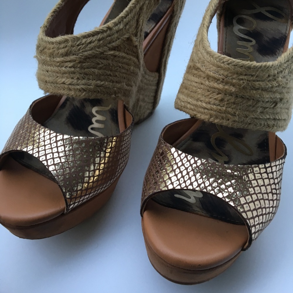 Sam Edelman Leather Metallic Strapped Heels