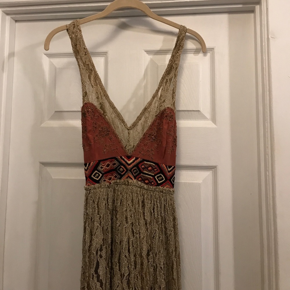 Free People embroidered maxi lace dress.