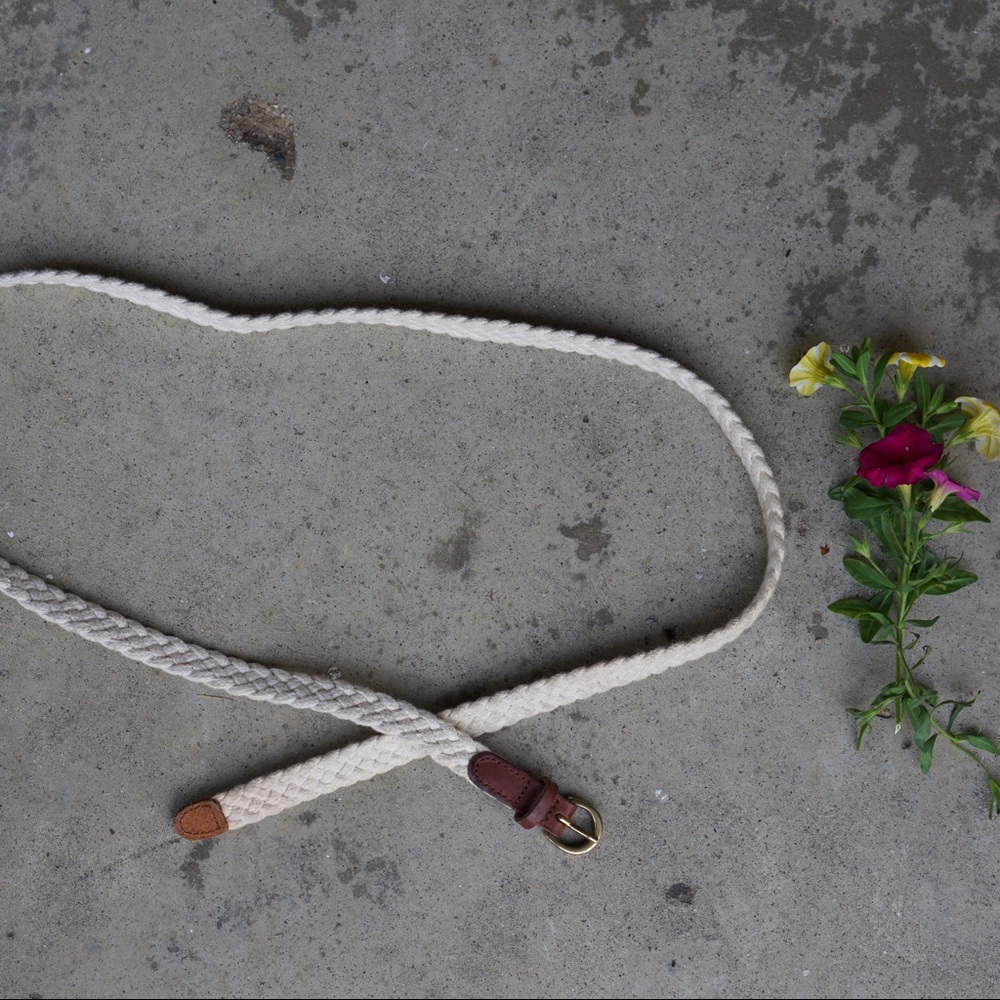 J. Crew White Braided Belt, Sz M/L