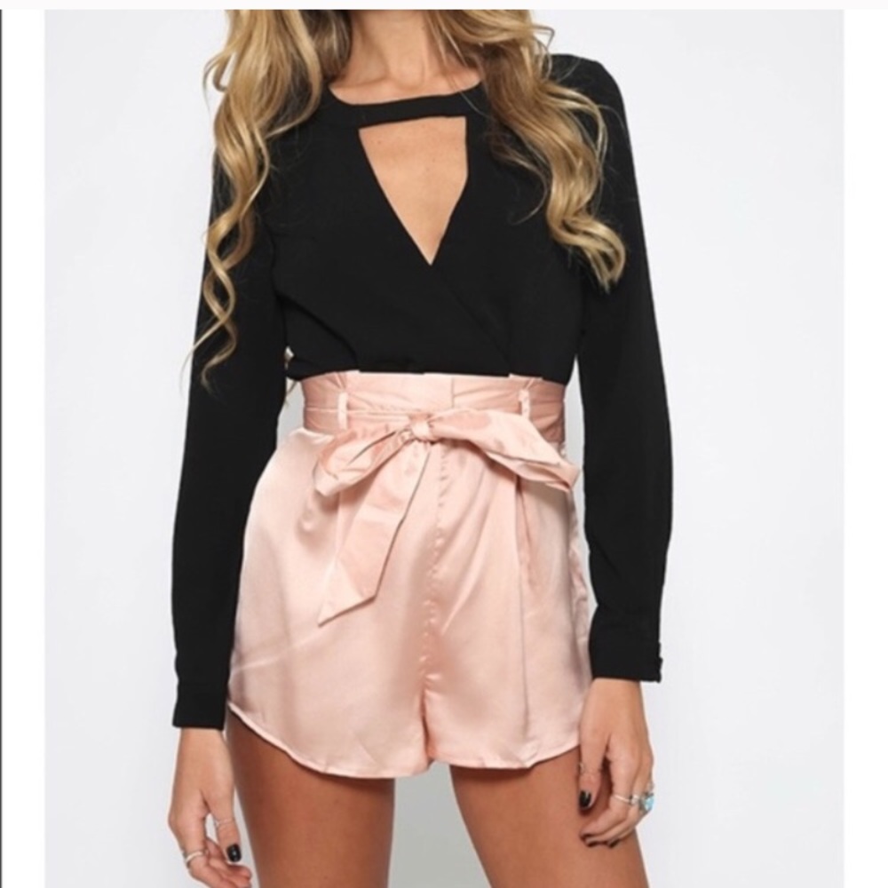 Black and Pink Silk Romper