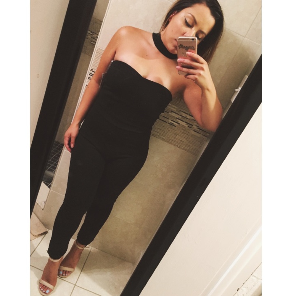 Black Strapless Jumpsuit