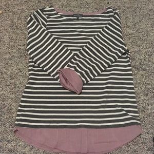 Knit top with faux dress shirt