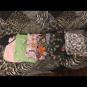 Medium scrub tops, various colors.