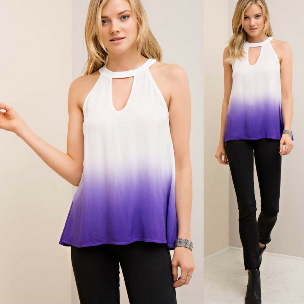 🆕Ombre Halter Top with Button-Down Back