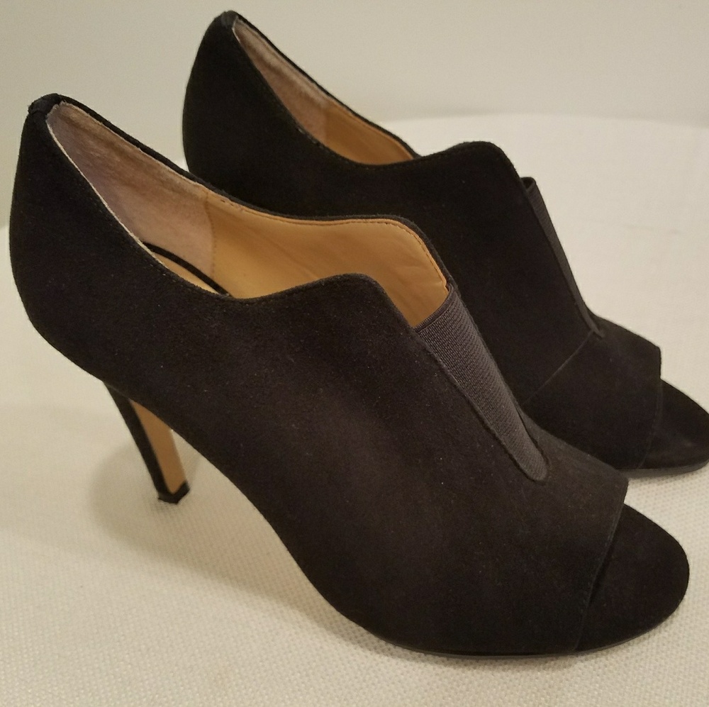Saks Fifth Avenue Qina Black Suede Open-Toe Bootie