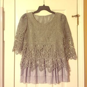 gray lace top