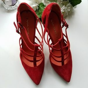 Via Spiga Red Suede Heels
