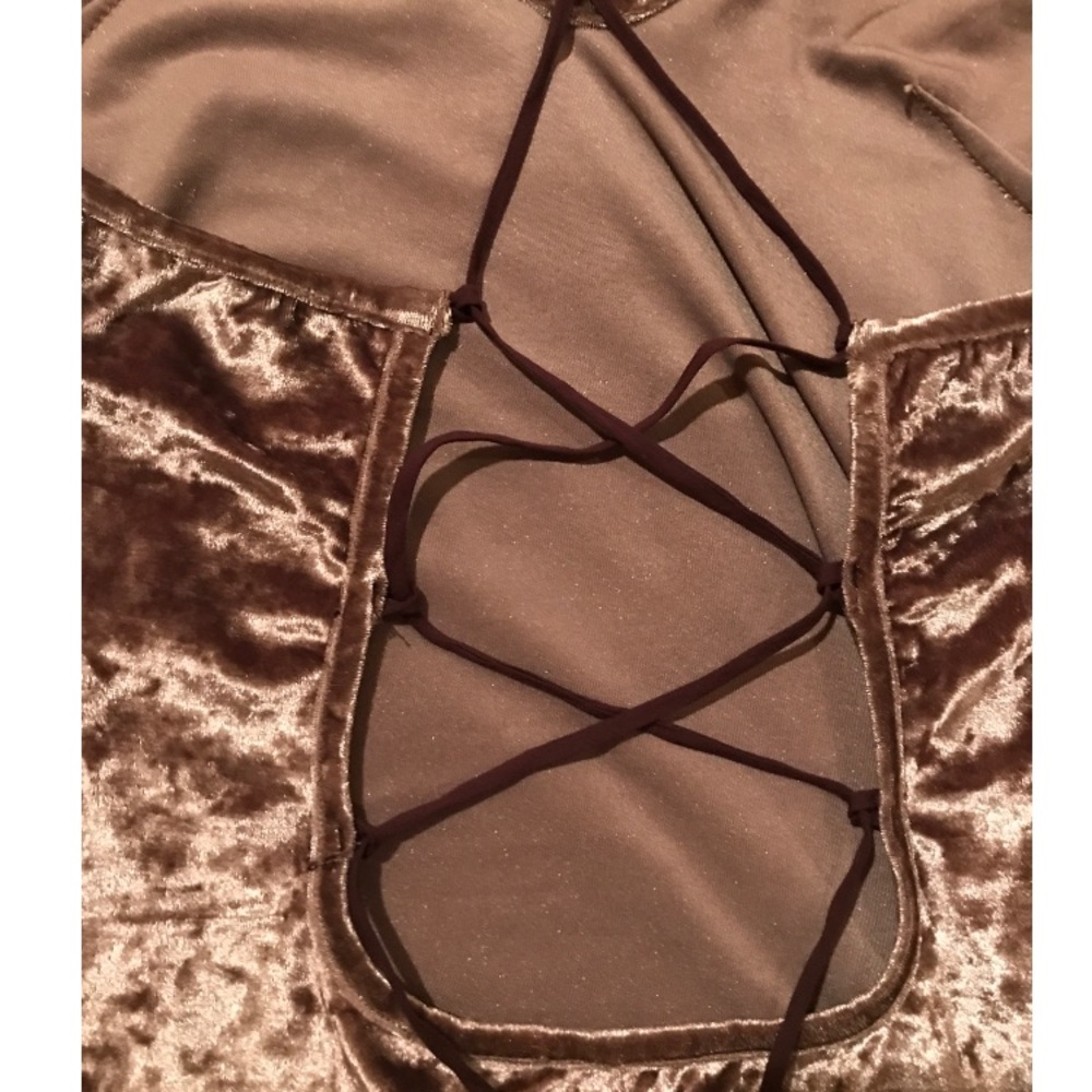 Tigermist brown deep V velvet dress - Picture 4 of 5
