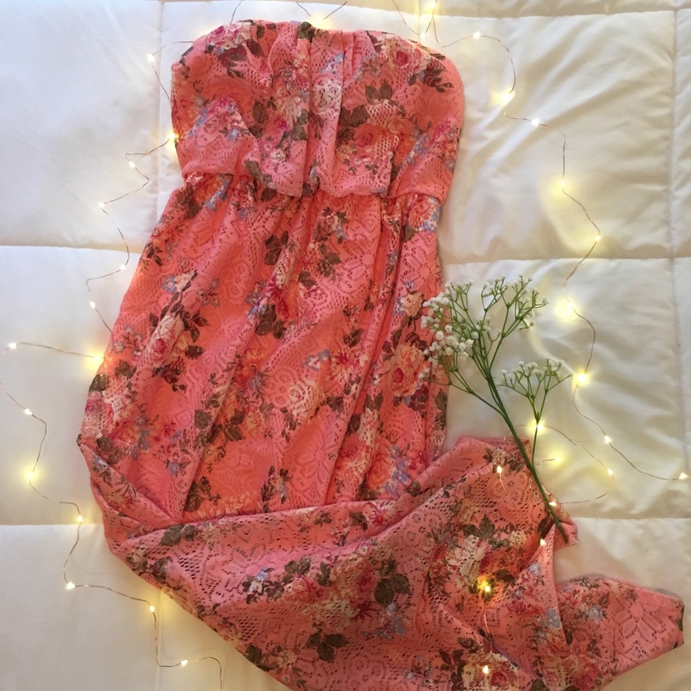 Strapless lace sundress