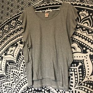 Loose Sleeved Grey And White Blouse