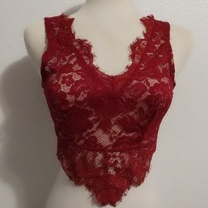 ❤Red Lace Crop Top❤