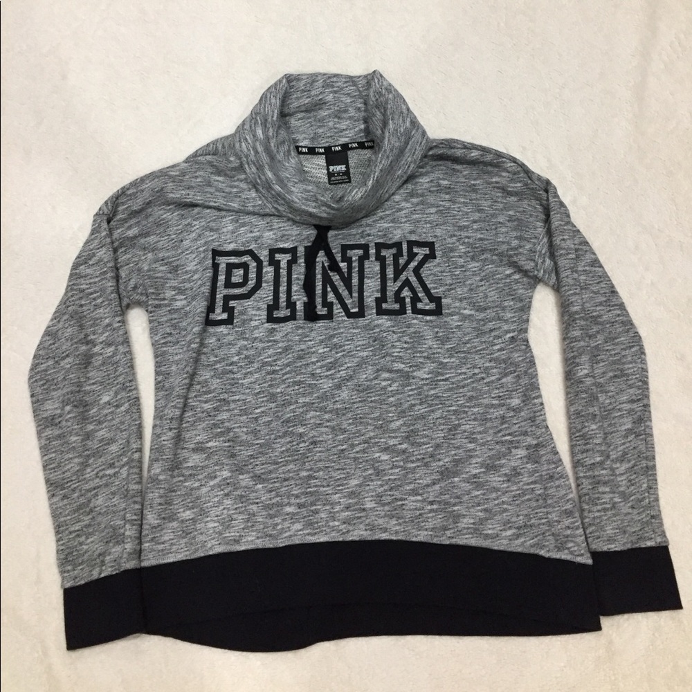 VS Pink Space Dye Gray Cowl Neck Sweatshirt