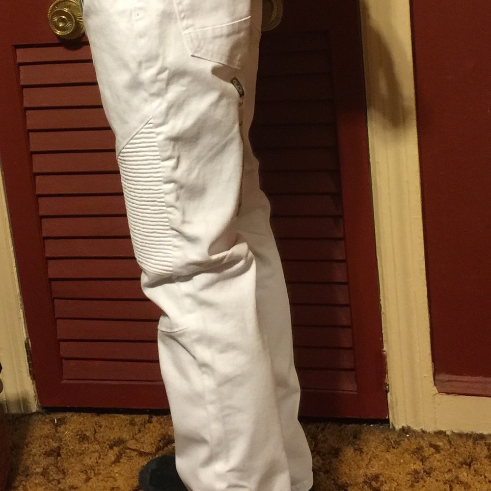 New Biker Jeans Men's Fashion Pleated Stretch - Picture 3 of 7