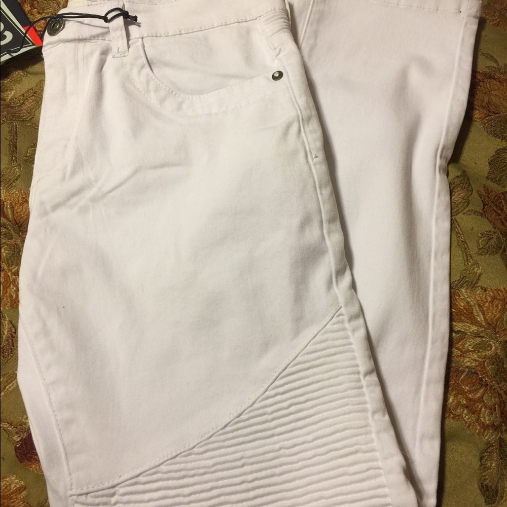 New Biker Jeans Men's Fashion Pleated Stretch - Picture 5 of 7