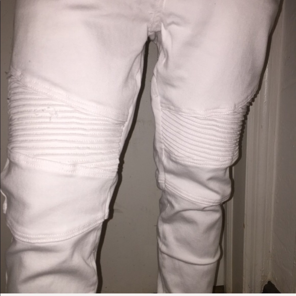 New Biker Jeans Men's Fashion Pleated Stretch - Picture 2 of 7