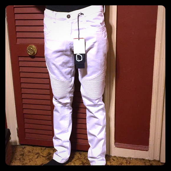 Other - New Biker Jeans Men's Fashion Pleated Stretch