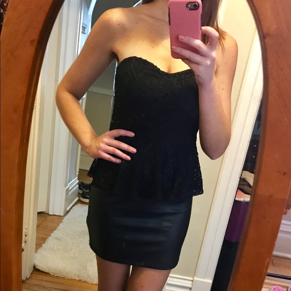 BLACK LEATHER & LACE HEART SHAPED DRESS! MDM!