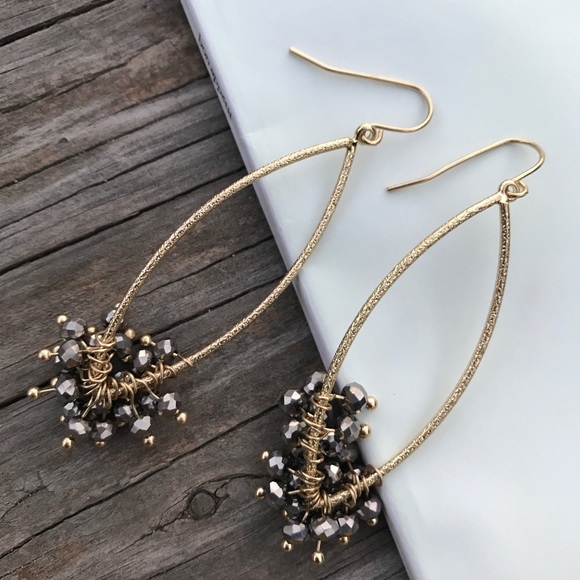 Gold Beaded Earrings - Picture 2 of 3