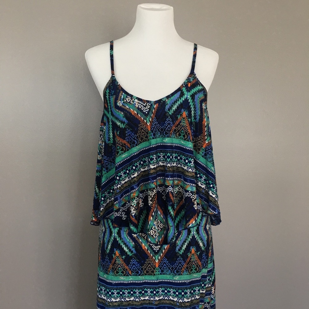 Tribal Print Maxi Dress with Flowy Top