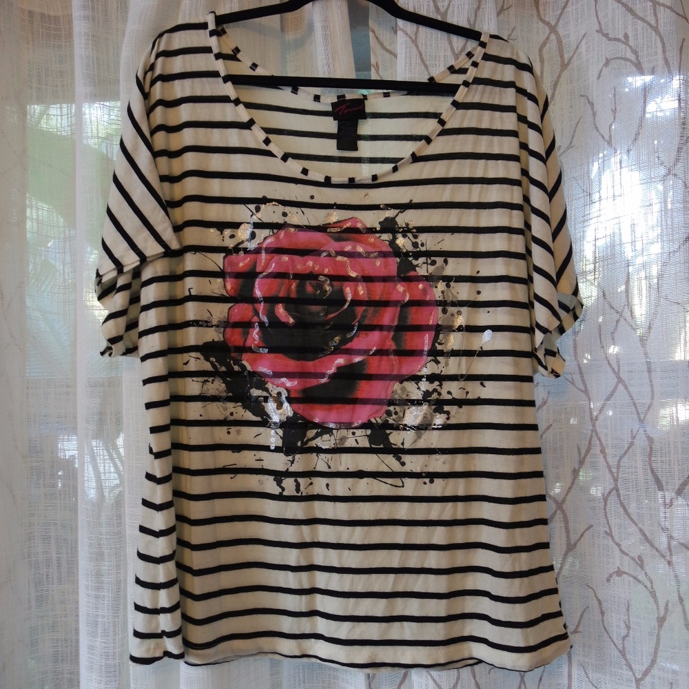 Torrid size 2 plus size striped floral dolman top
