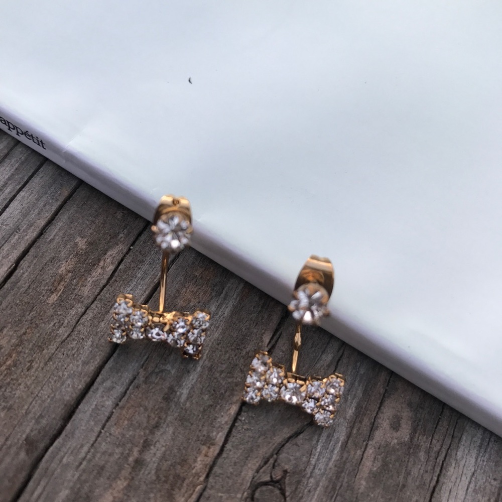 Cute Bow Ear Jacket Earrings