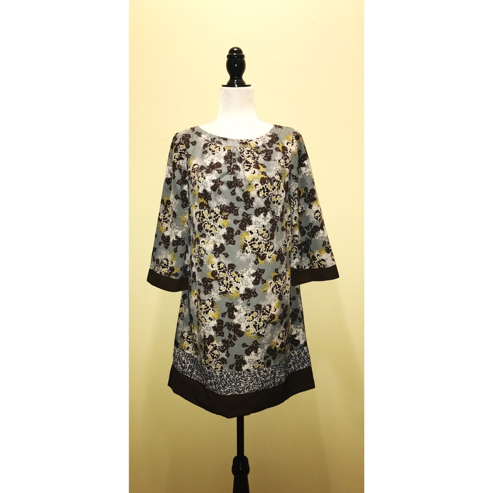 Monsoon Floral Tunic Dress Mini ¾ Sleeve