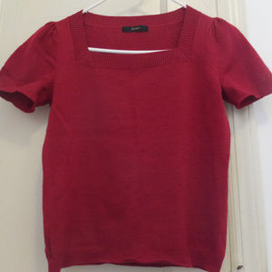 Red Short Sleeve Knit Top