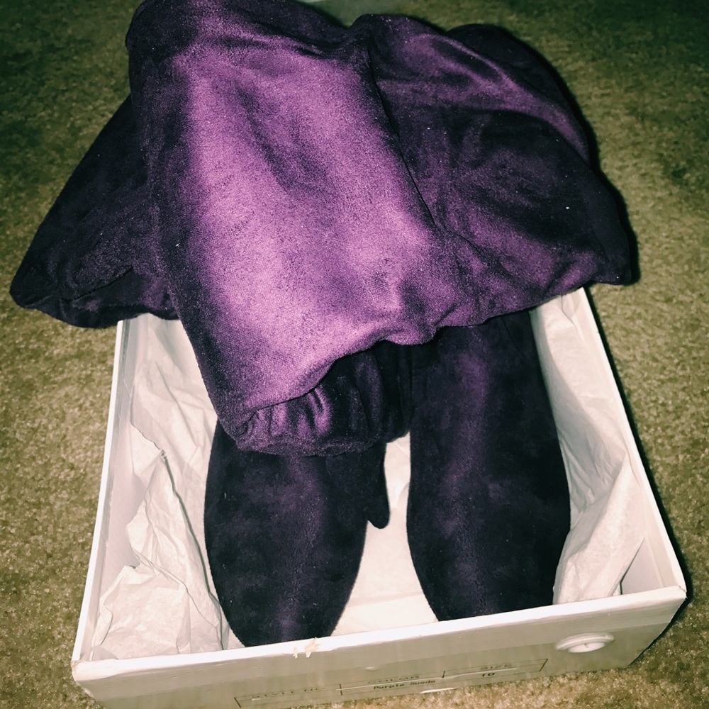 Purple over the knee high boots