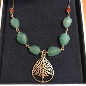 Aventurine stones w/ Tree of Life Pendant Necklace