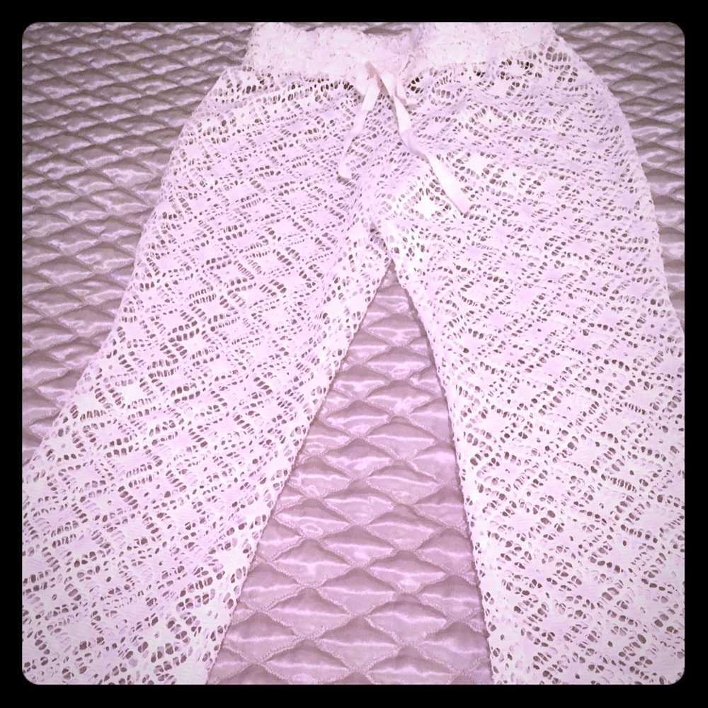 White swim suit cover pants