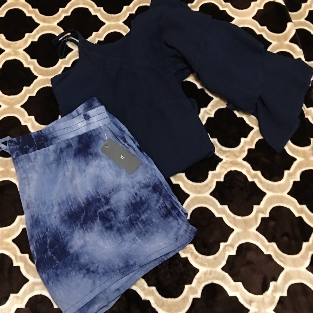 Bundle cold shoulder top and shorts