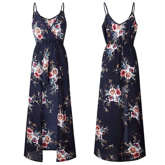 💥 RESTOCKED Navy Floral Surplice Cami Maxi Romper - Picture 2 of 3