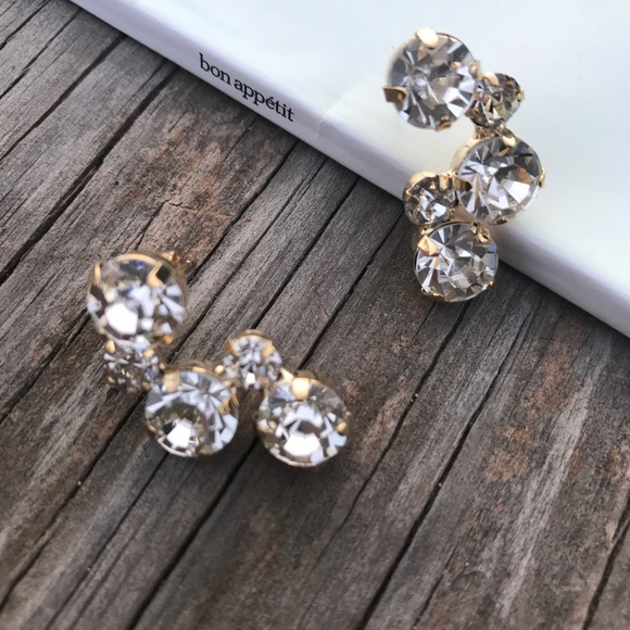 Gold CZ Earrings - Picture 1 of 3