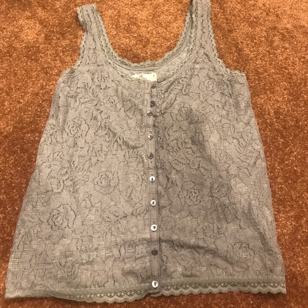 Hollister button up lace tank top