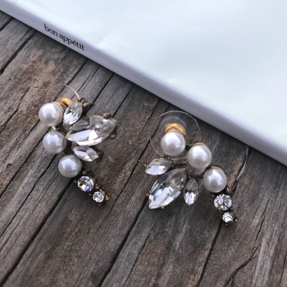 CZ and Pearls Angel Wing Earrings - Picture 2 of 3