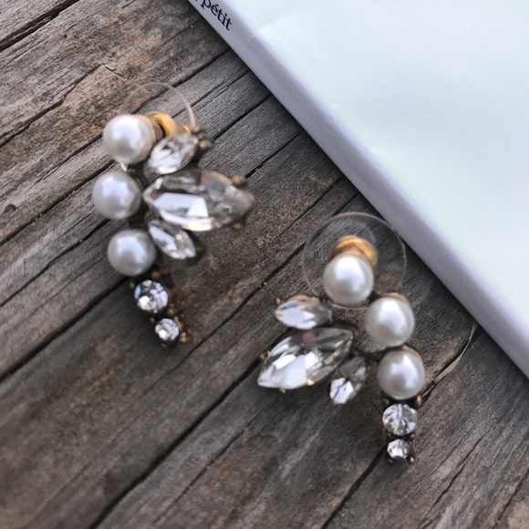 CZ and Pearls Angel Wing Earrings - Picture 3 of 3