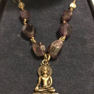 Amethyst Buddha Necklace, Lucky Brand Inc NIB