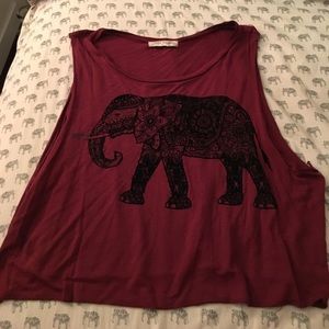 Adorable maroon elephant tank top