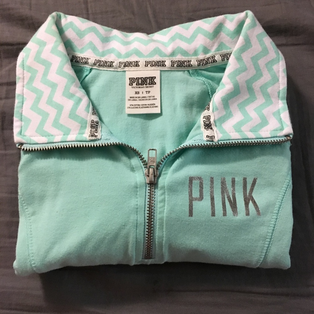 VS Pink half zip sweatshirt (mint green)