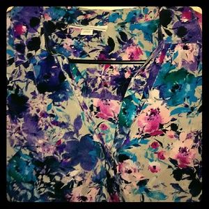 Floral long sleeved button down blouse