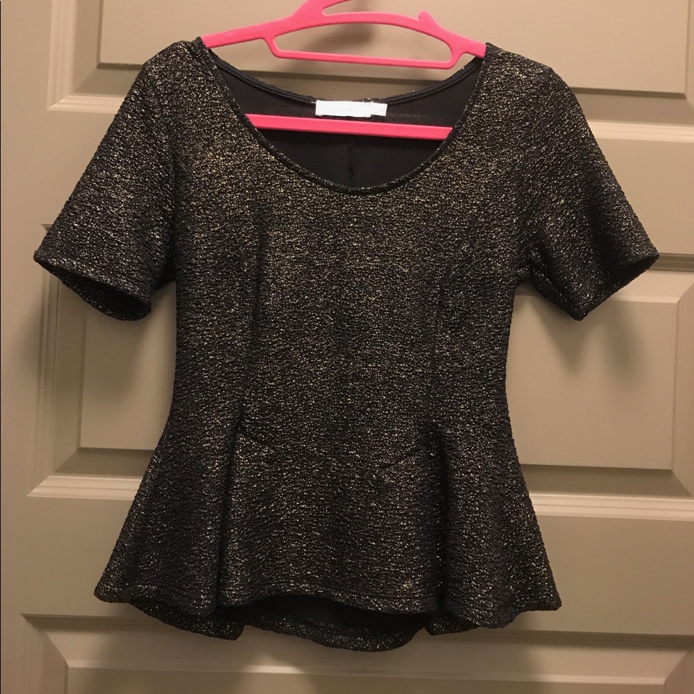 NWT Black and Gold Peplum Top