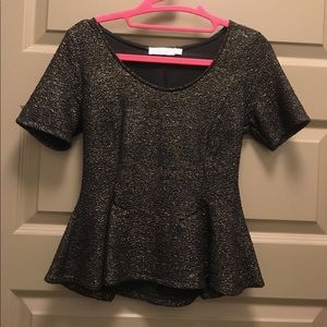 NWT Black and Gold Peplum Top