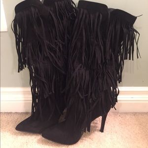 Fringe Black Heels