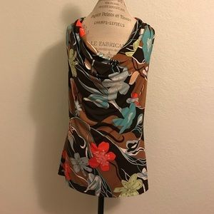 Floral cowl neck top